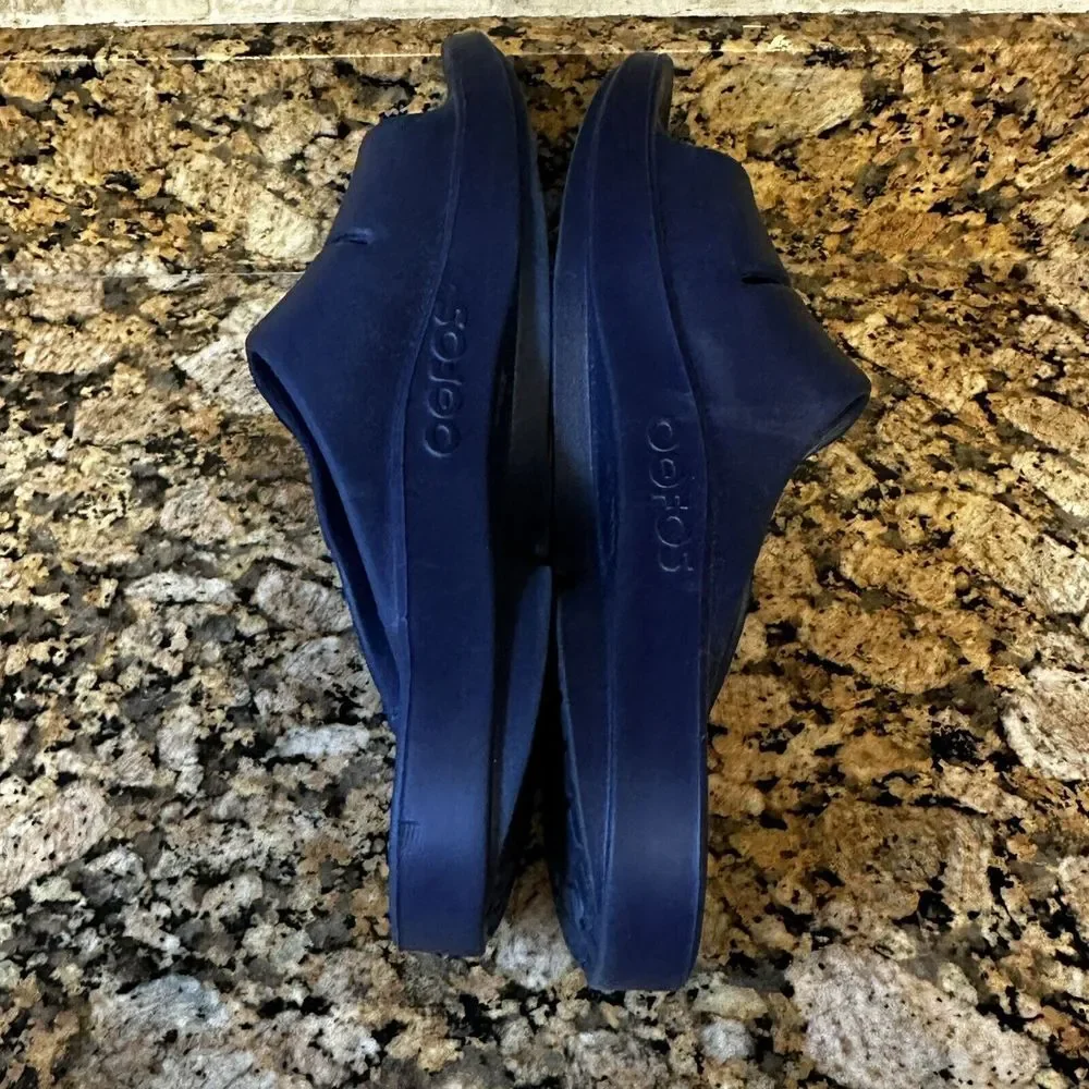 Oofos Sandals Women's 13 Men's 11 EU 44 Ooahh Recovery‎ Slide Navy